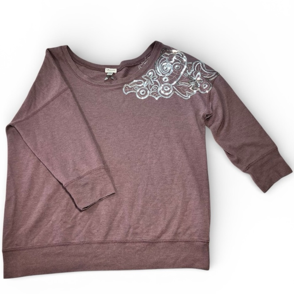 DYNAMITE women’s embellished shoulder 3/4 sleeves shirt size L